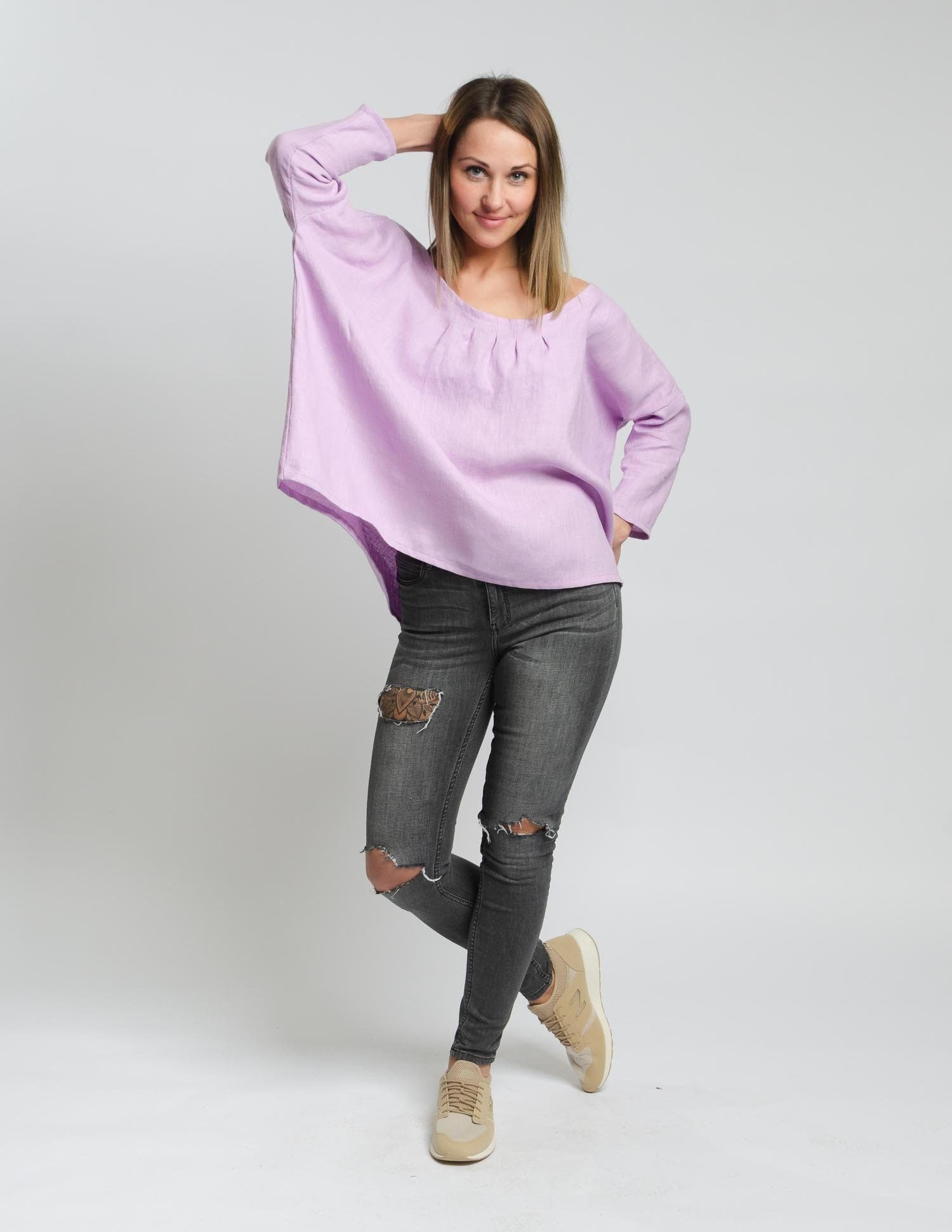 LUCIA linen top | Light purple