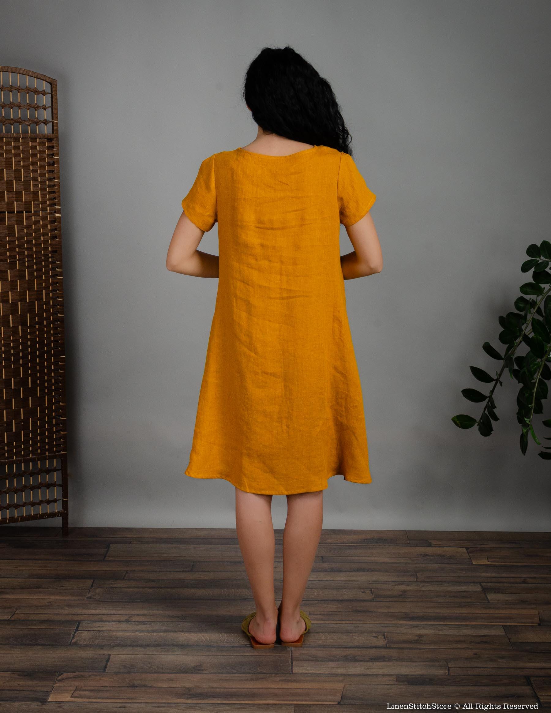 MEGHAN Linen dress | Mustard