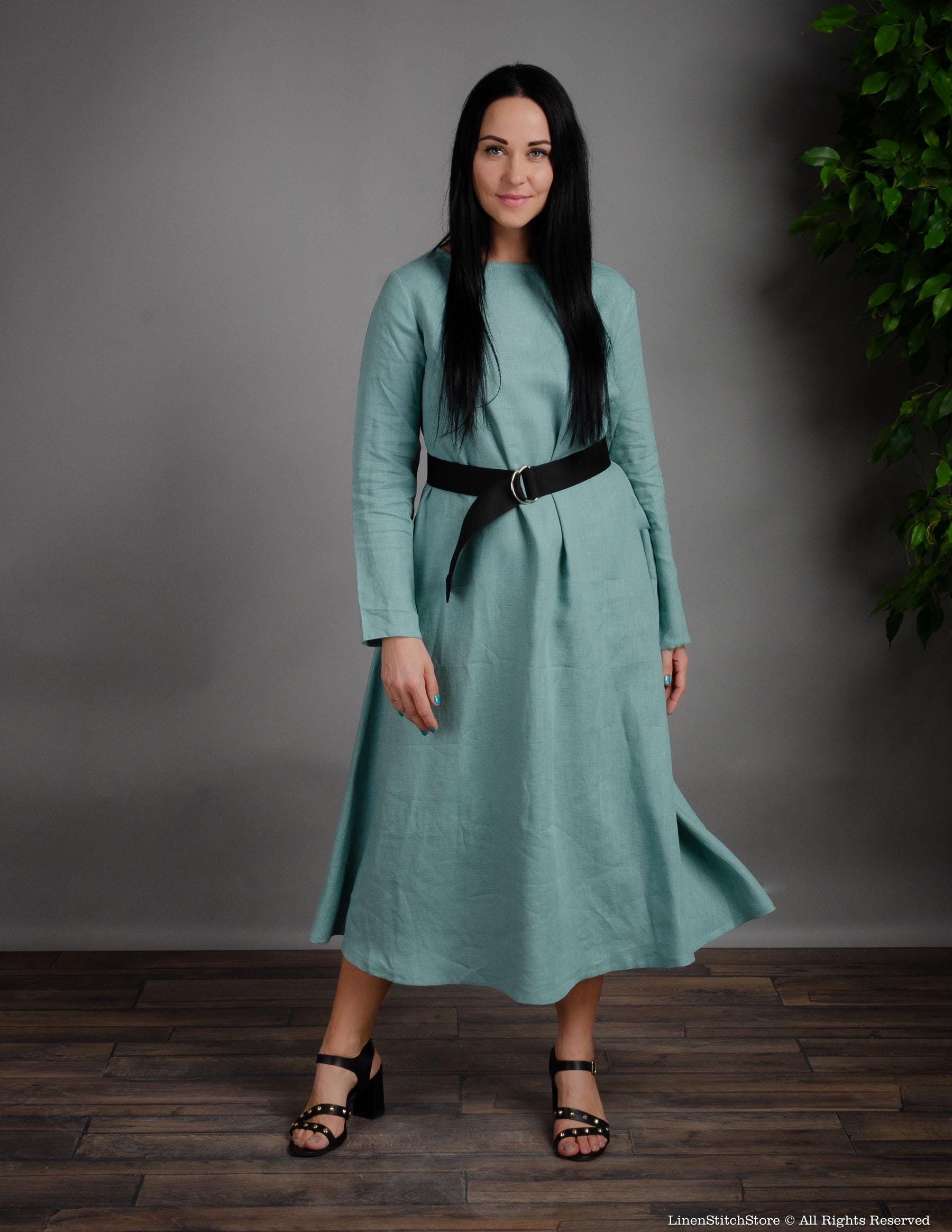 SARAH linen dress | Electric blue