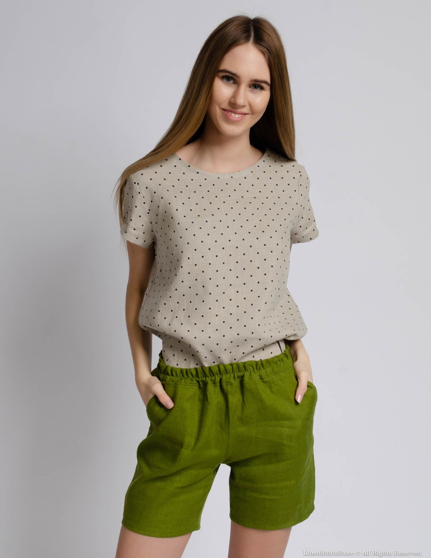 LILLY Linen shorts | Olive green