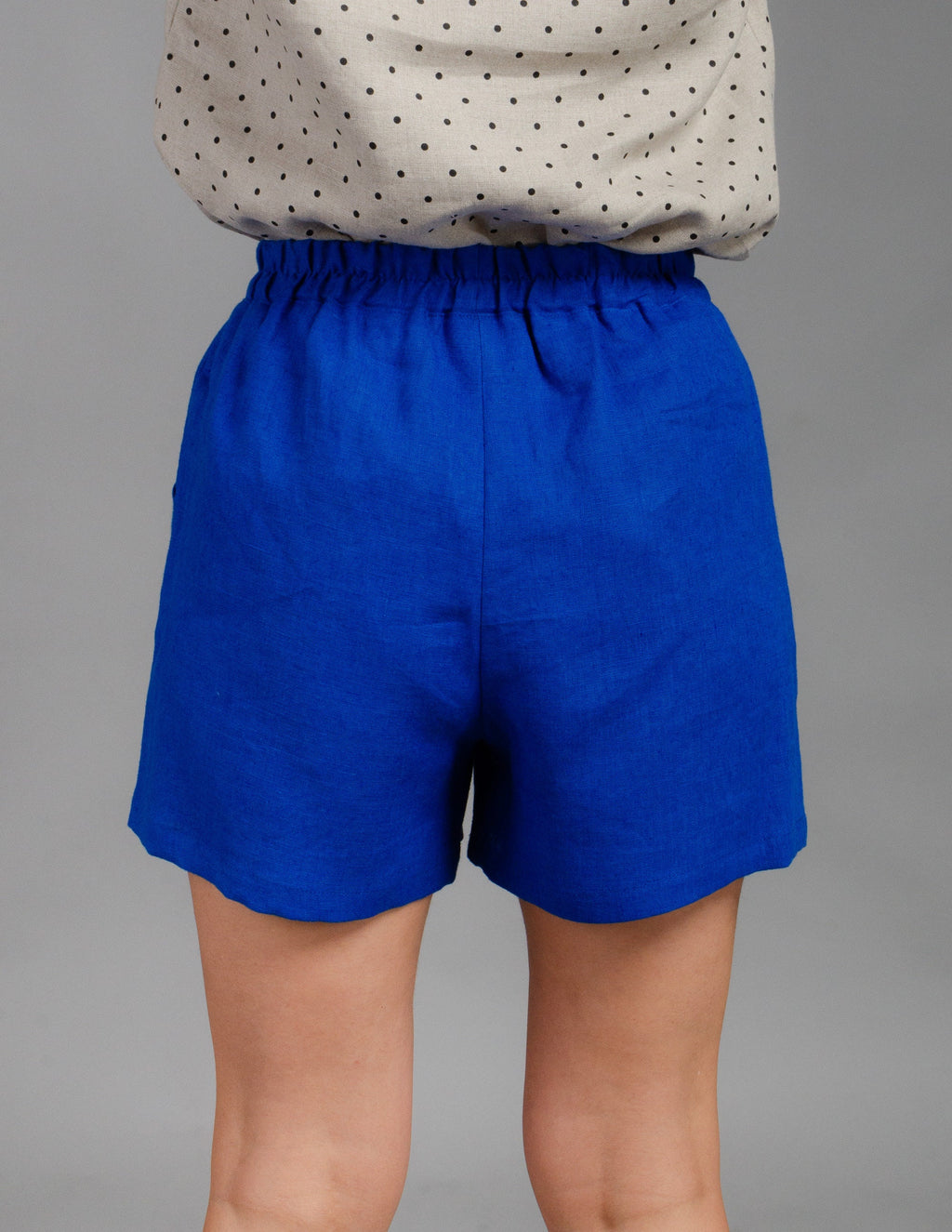 TAMARA deep blue loose linen shorts