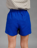 TAMARA deep blue loose linen shorts