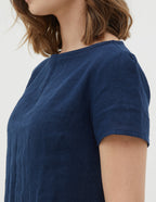 MEGHAN Linen dress | Navy blue