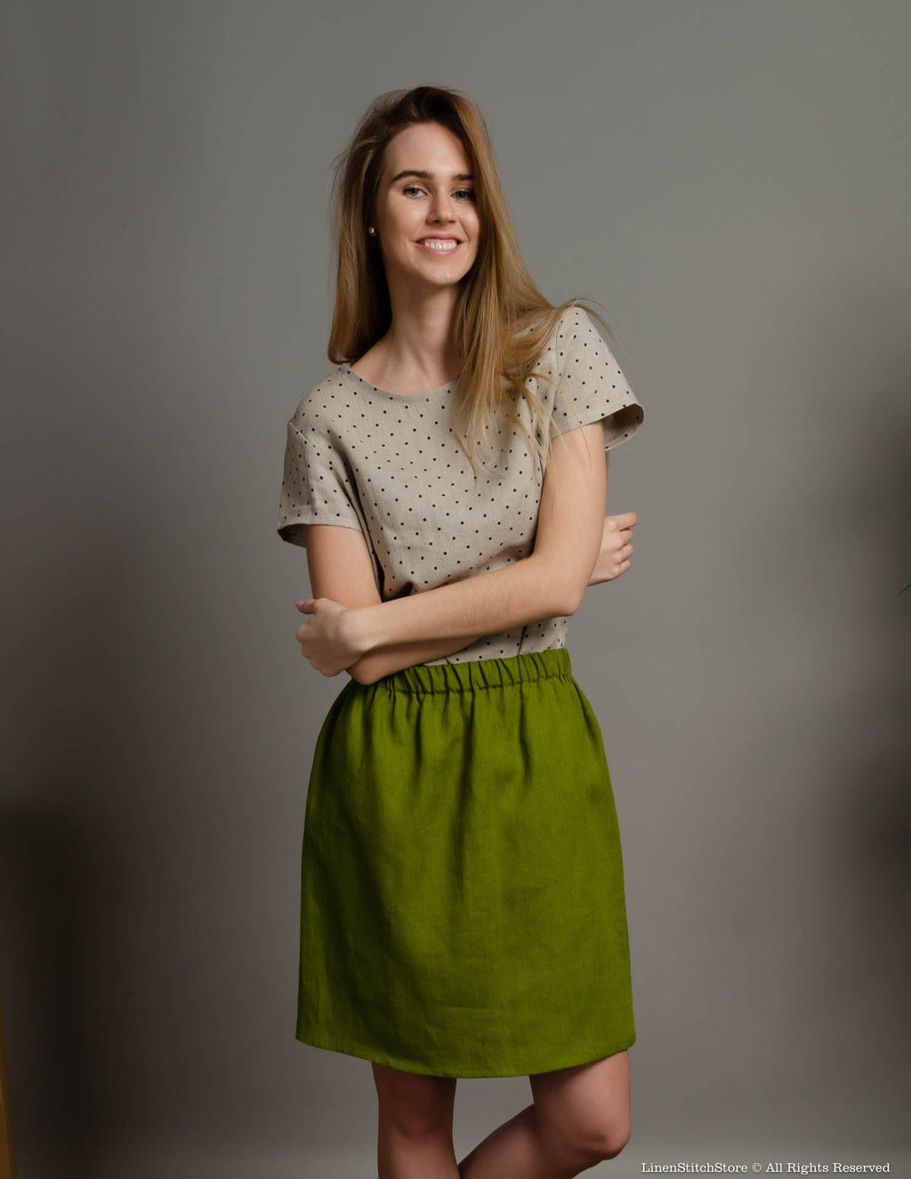 LILIA Linen skirt | Olive green