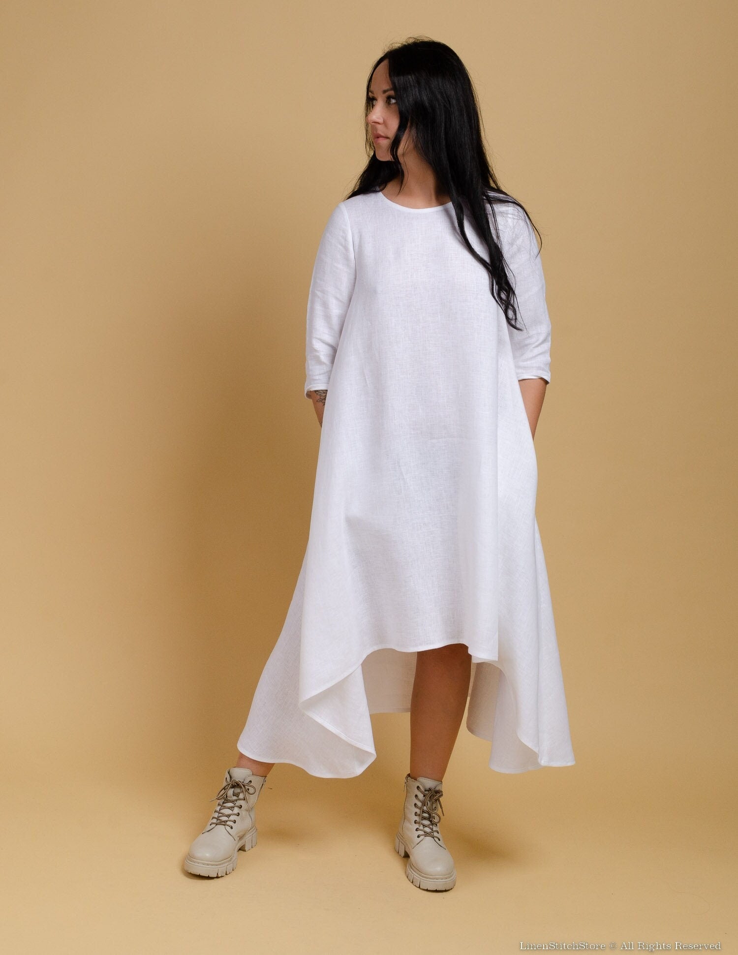 SHANON Linen dress | White
