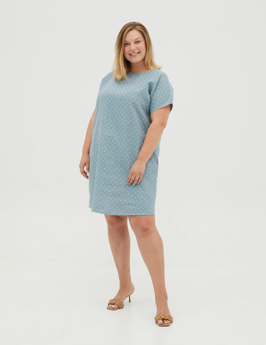 SANDRA Linen dress | Electric dots