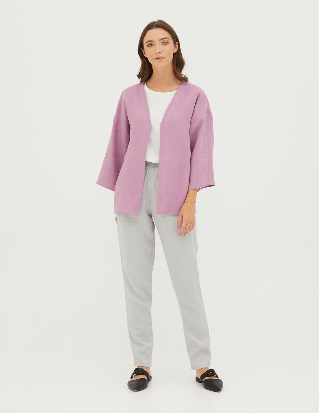 CAROLINA Wrap linen blazer with | Light purple