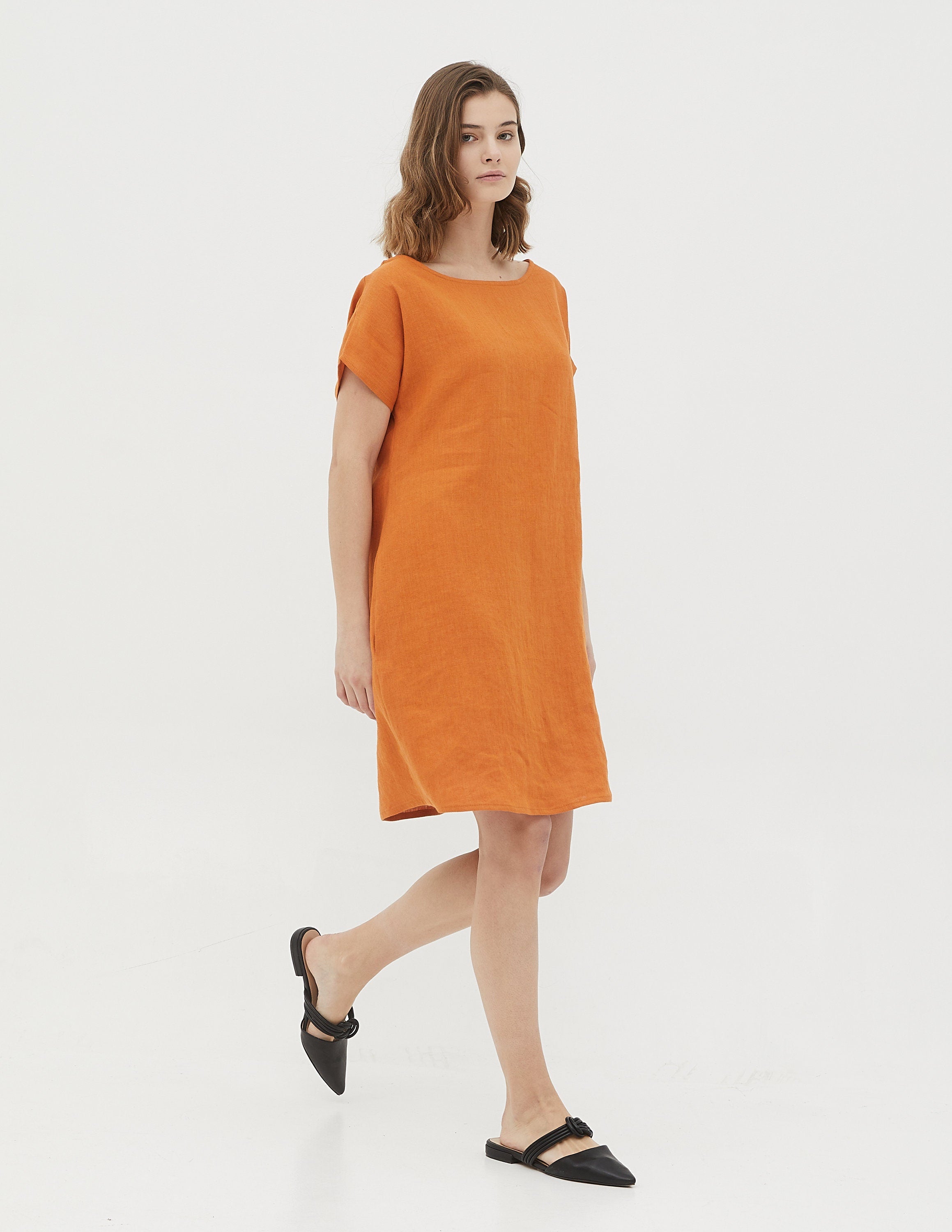 SANDRA Linen dress | Terracotta