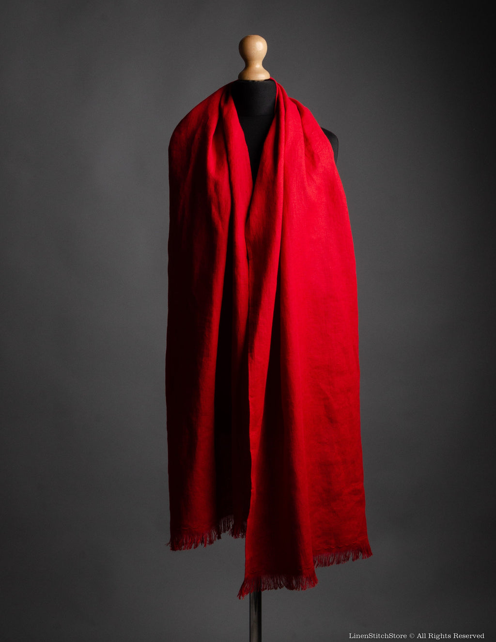 Linen scarf | Bright red