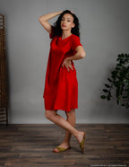 MEGHAN Linen dress | Bright red