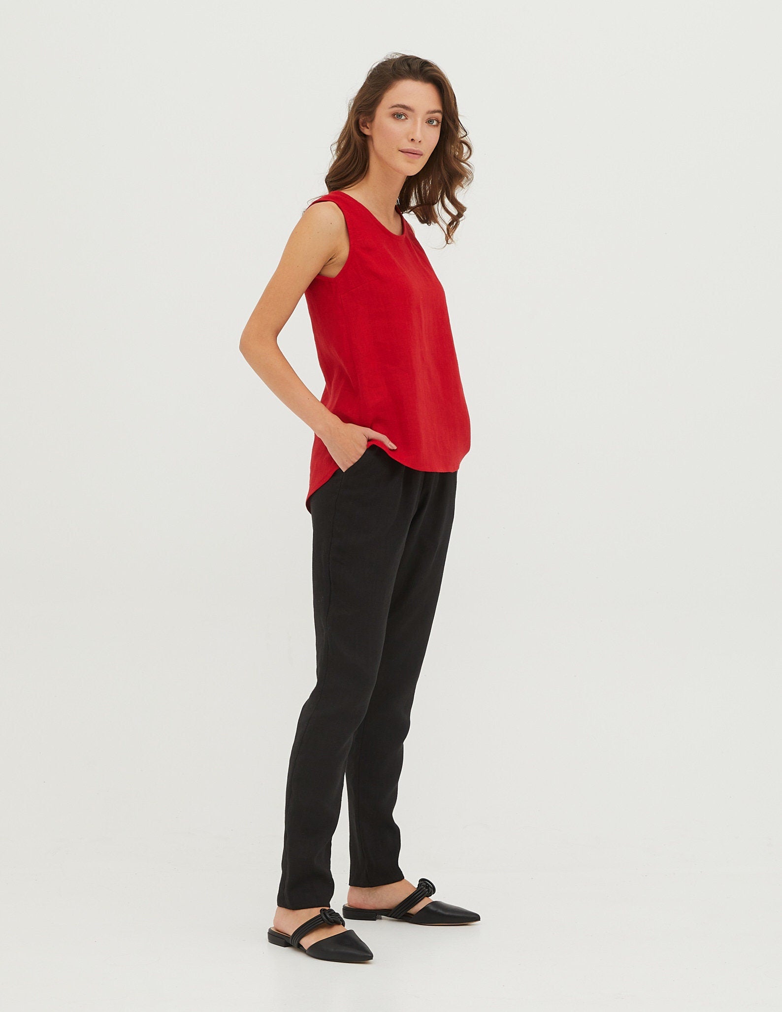 HELGA Linen top | Bright red