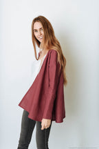 DENICE Wrap linen jacket | Marsala