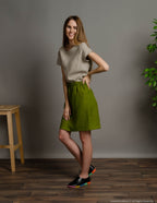 LILIA Linen skirt | Olive green