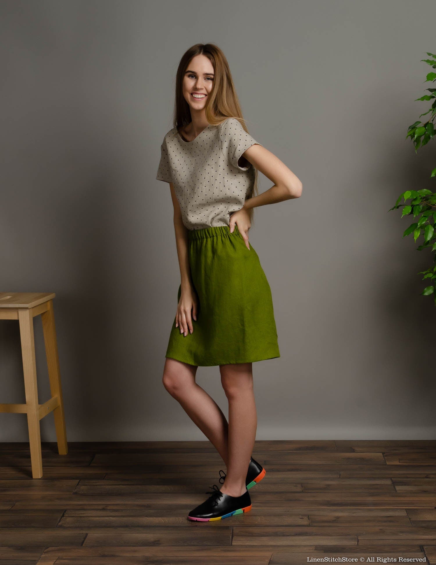 LILIA Linen skirt | Olive green