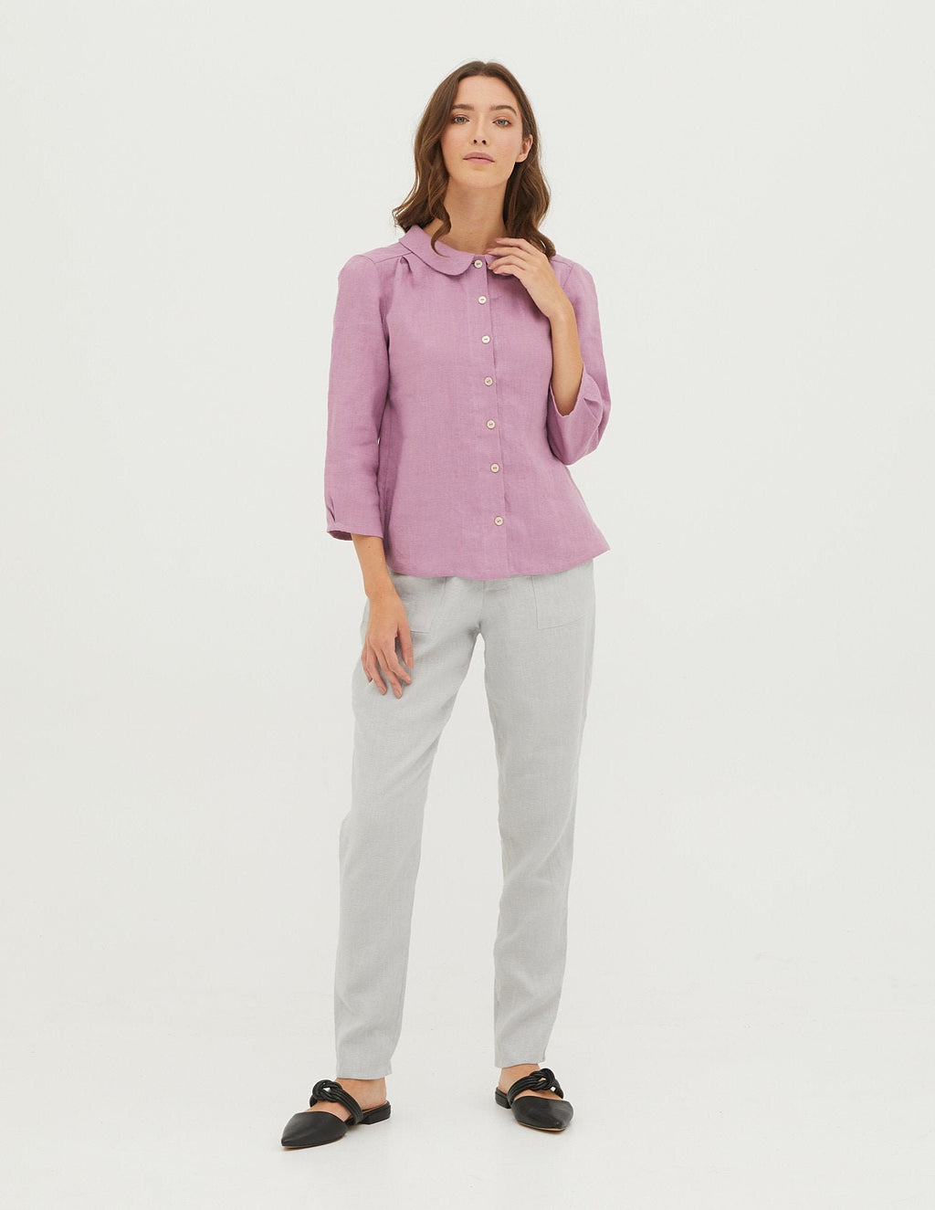 AMBER Linen blouse | Light purple