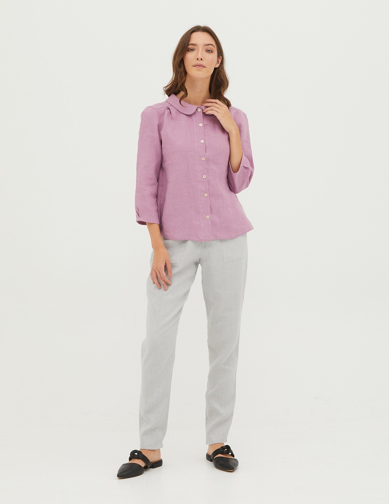AMBER Linen blouse | Light purple