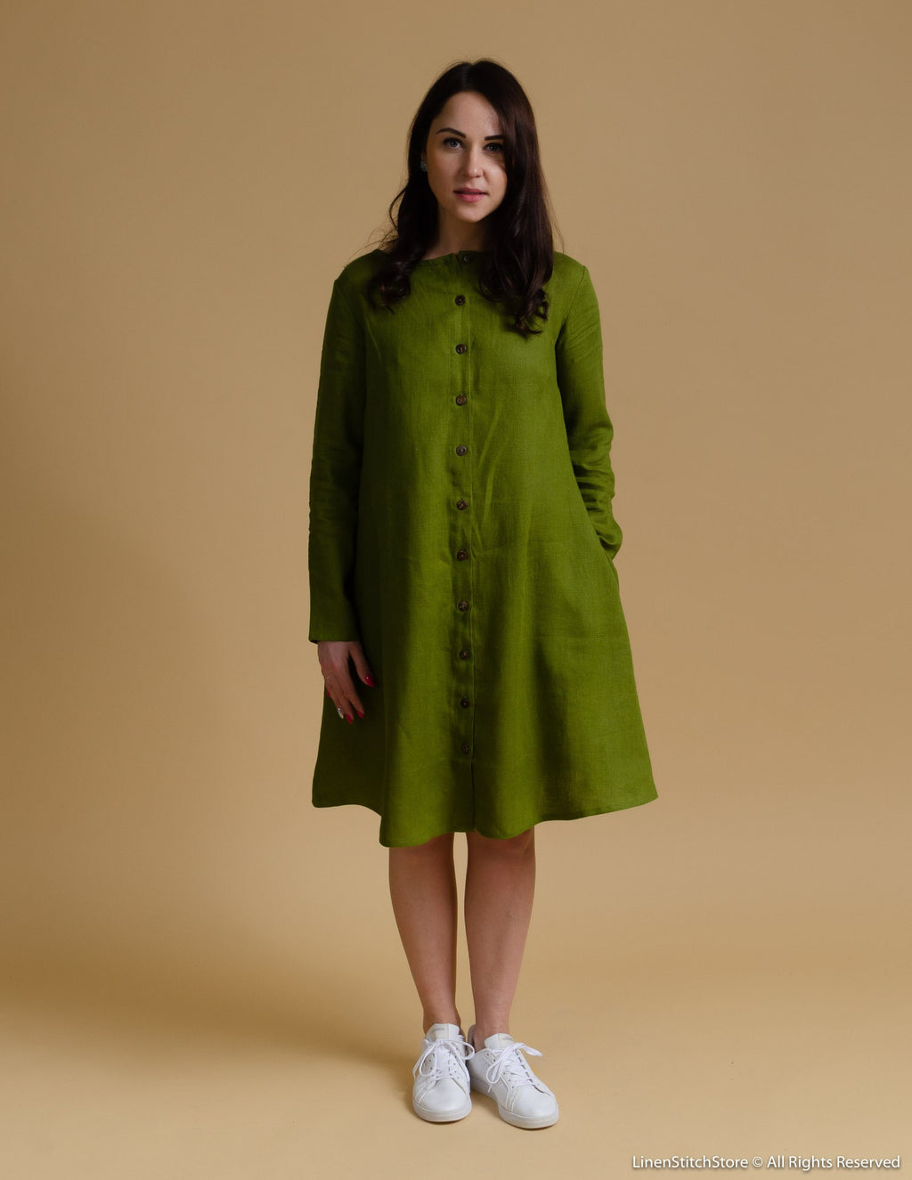 DOMINIKA Linen dress | Olive