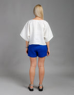 TAMARA deep blue loose linen shorts