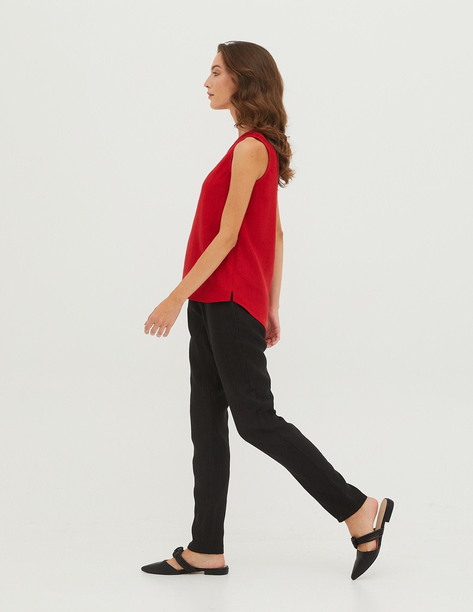 HELGA Linen top | Bright red