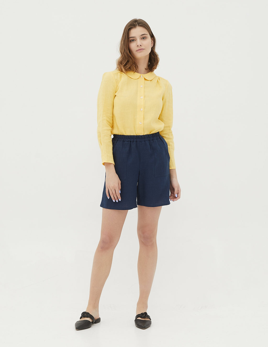 TAMARA Linen shorts | Navy blue