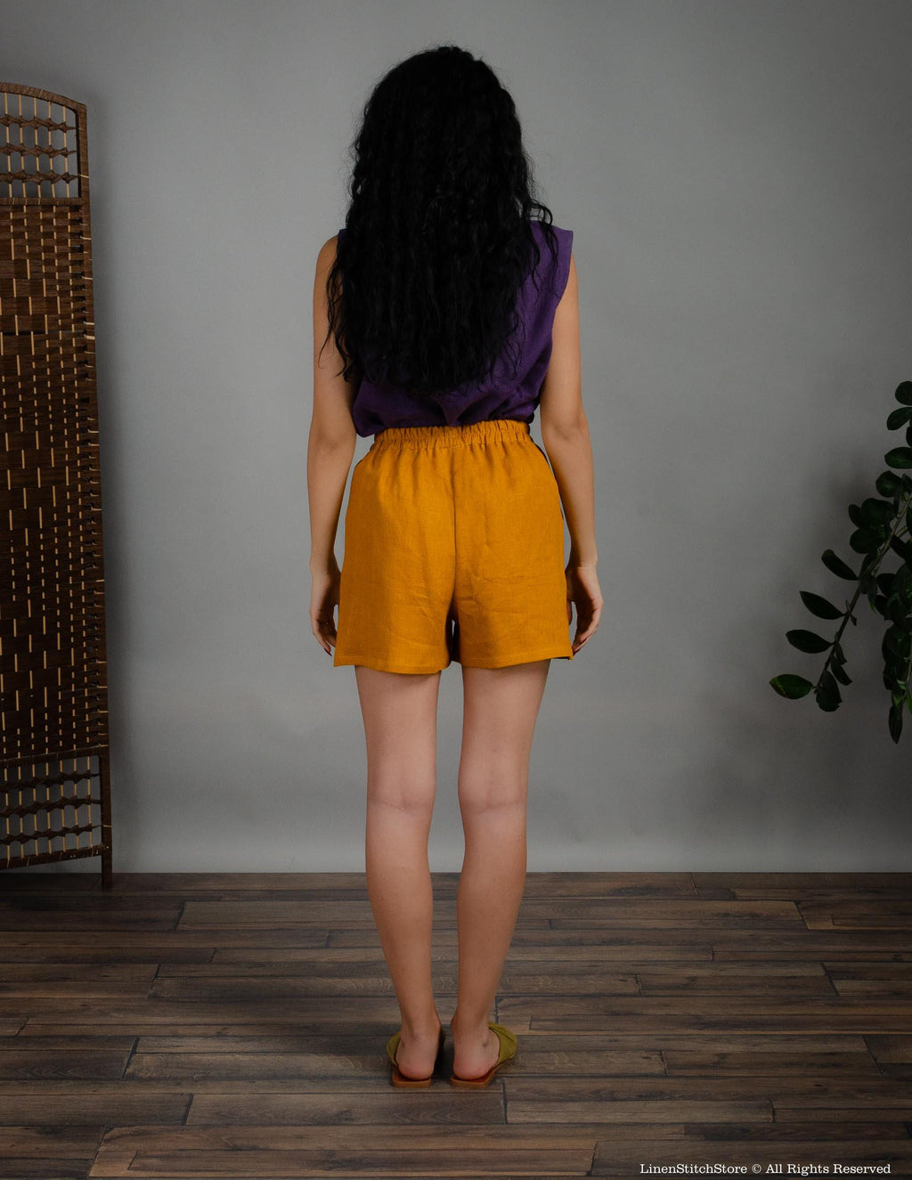 TAMARA Linen Shorts | Mustard