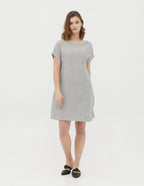 SANDRA Linen dress | Navy stripes
