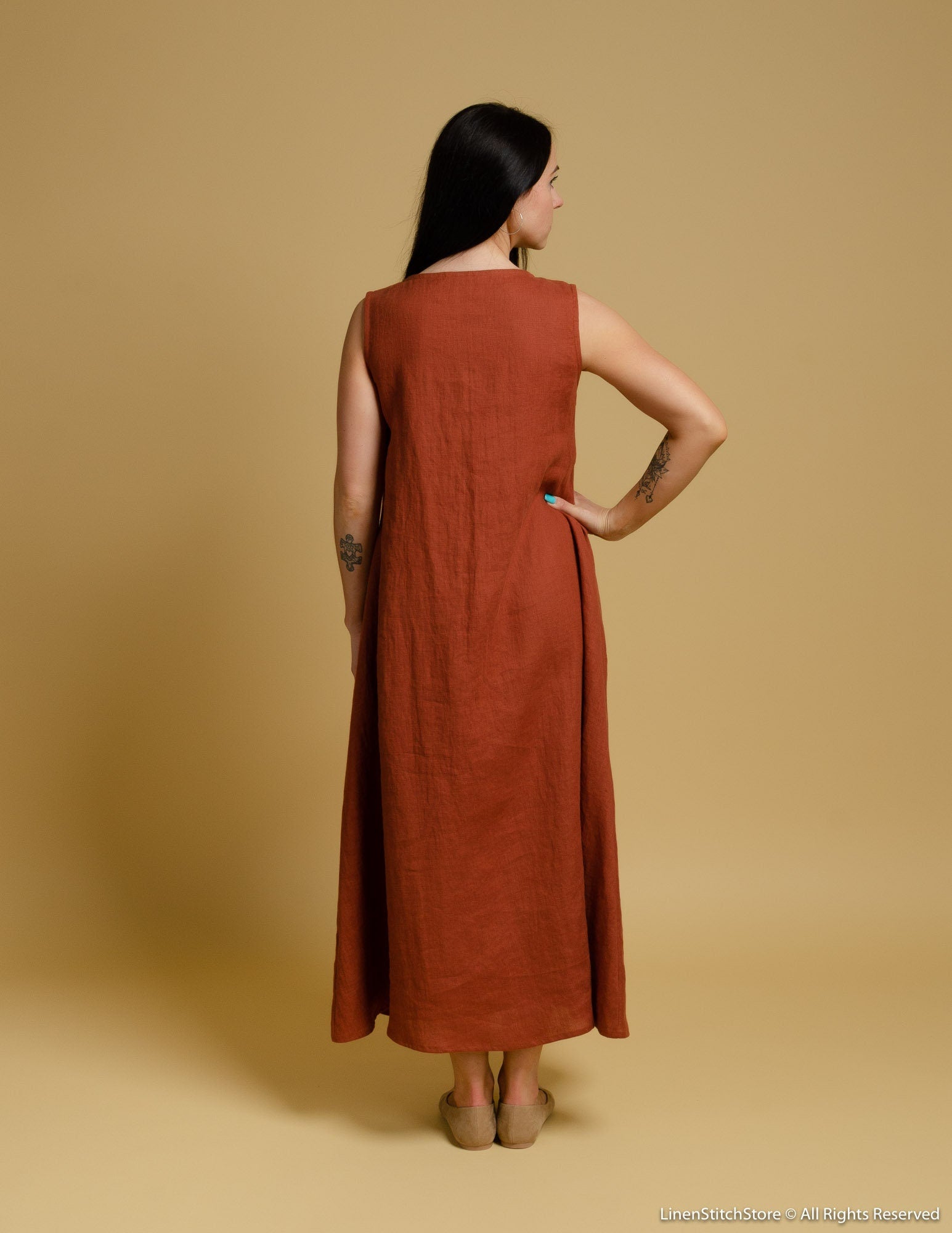 REBECA Linen dress | Hazelnut brown