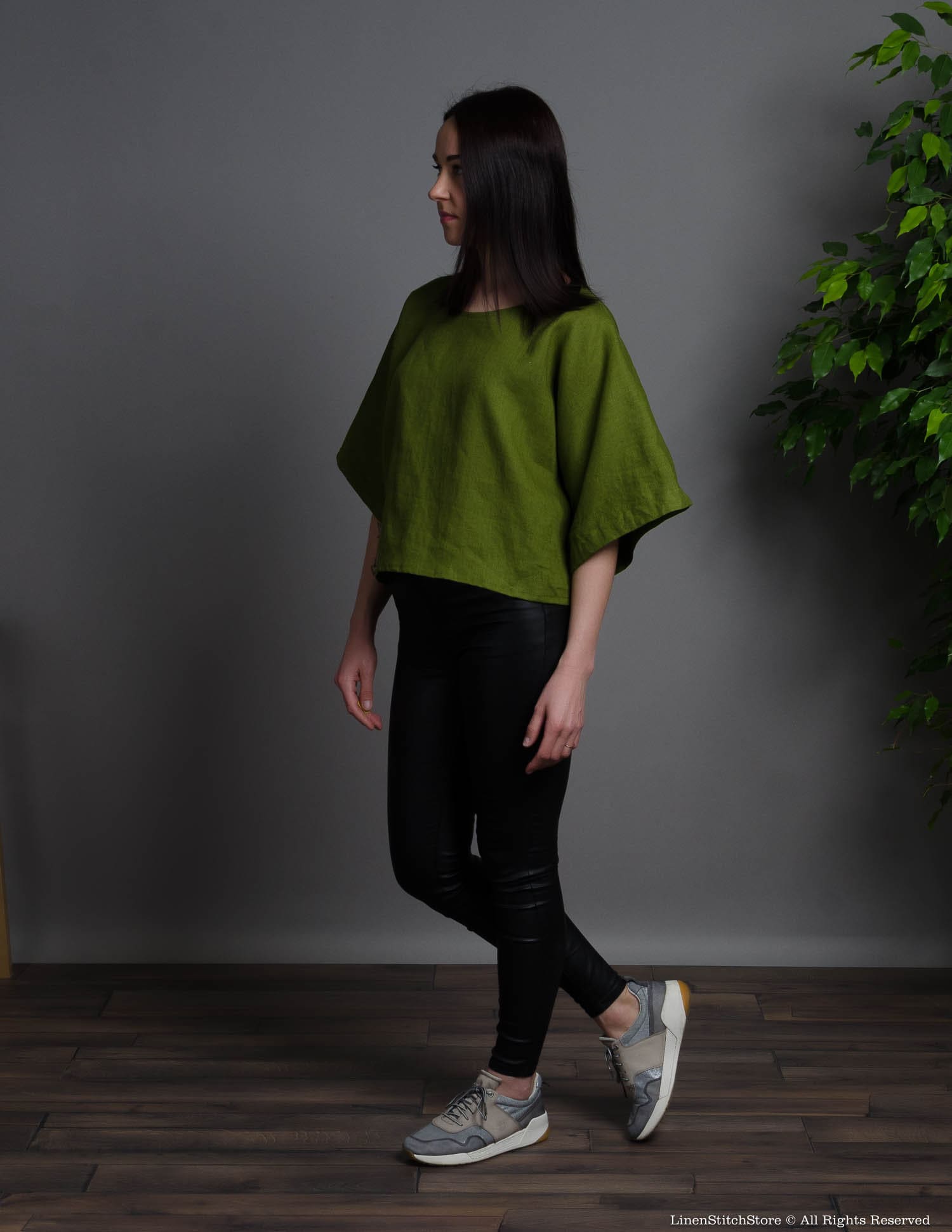 MARTHA Oversized linen tunic | Olive