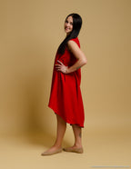 FLORA Linen dress | Bright red