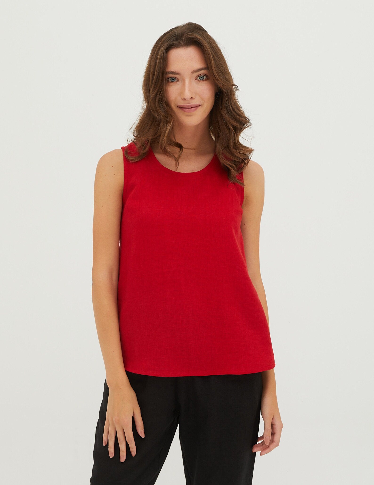 HELGA Linen top | Bright red