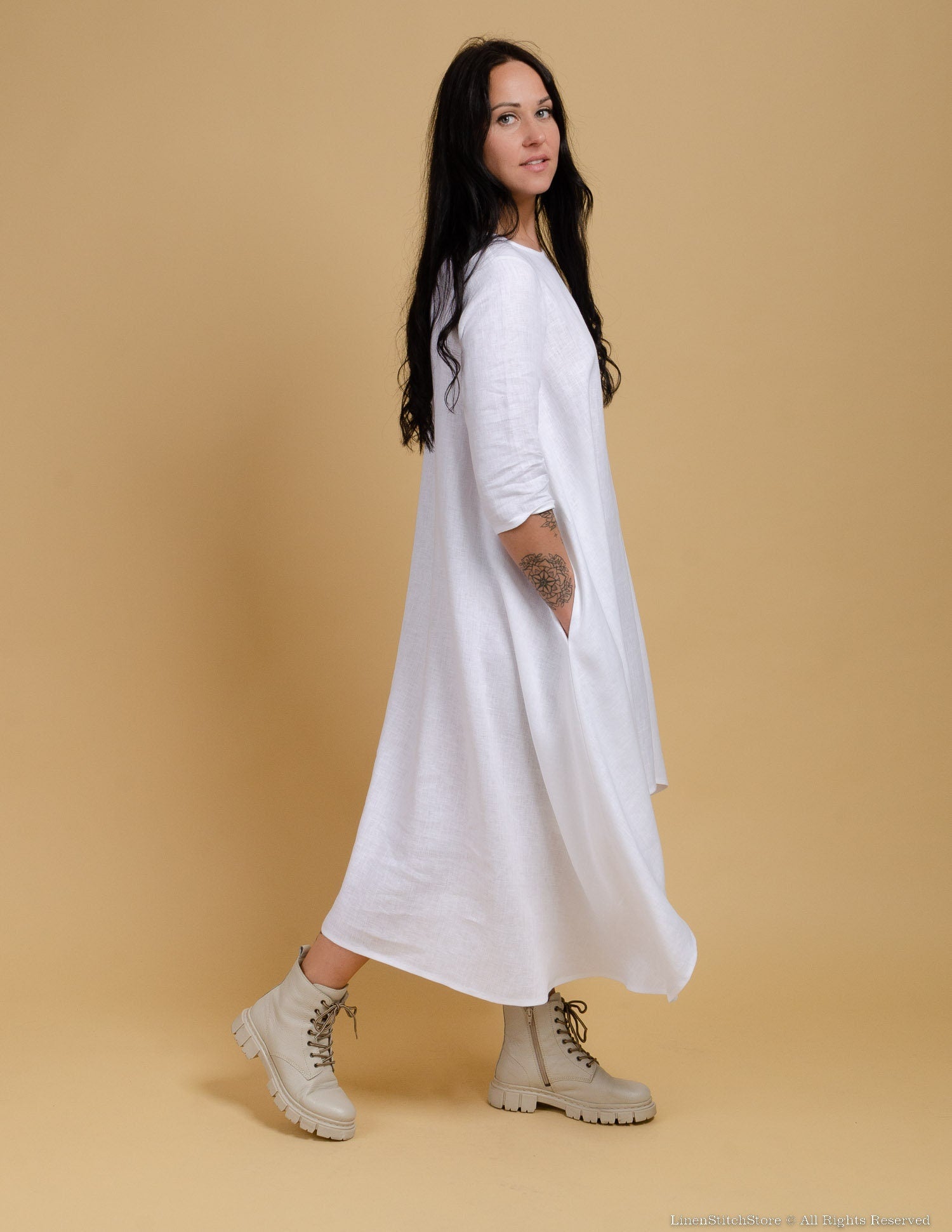 SHANON Linen dress | White