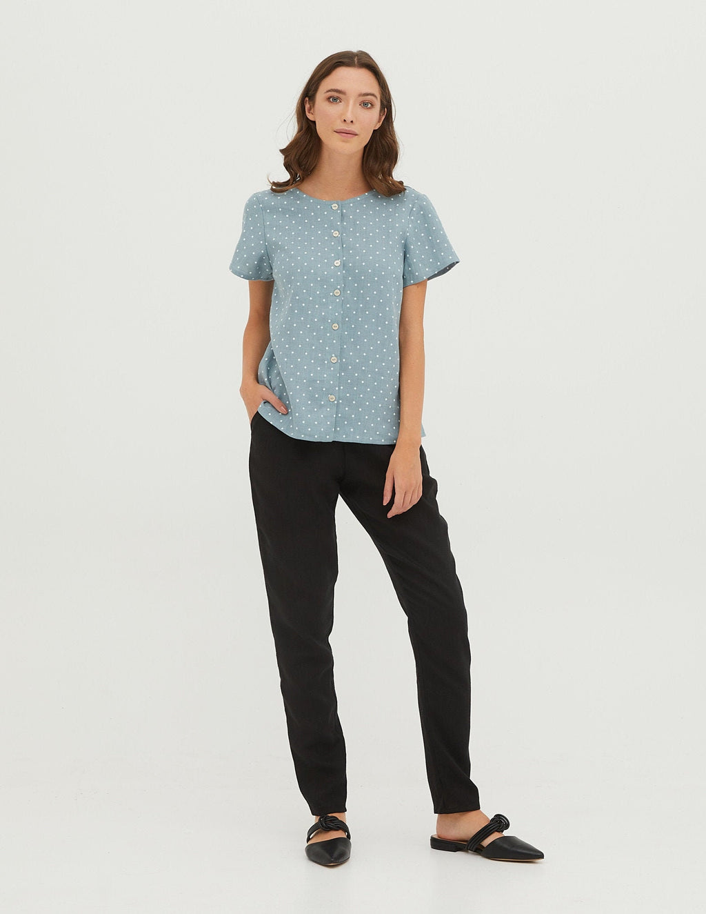 GABRIELA Linen blouse | Electric dots