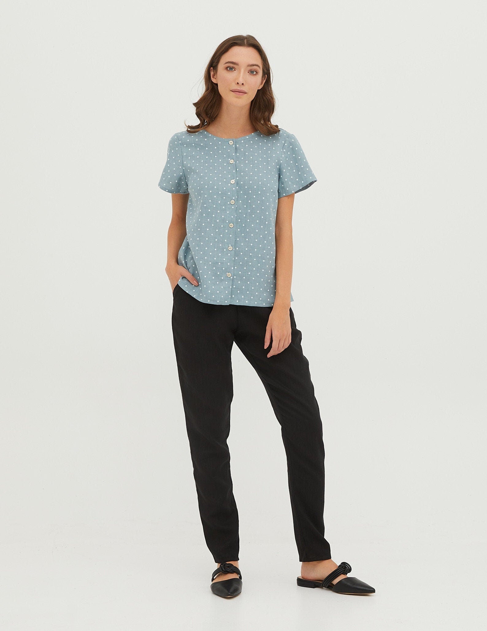 GABRIELA Linen blouse | Electric dots