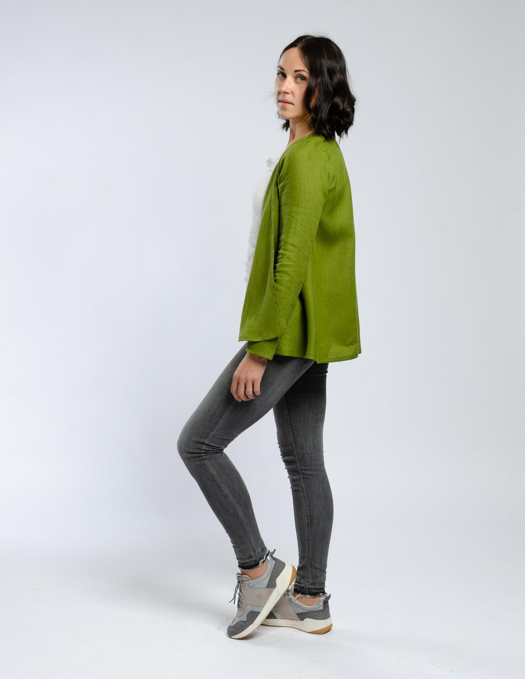 DENICE Wrap linen jacket | Olive