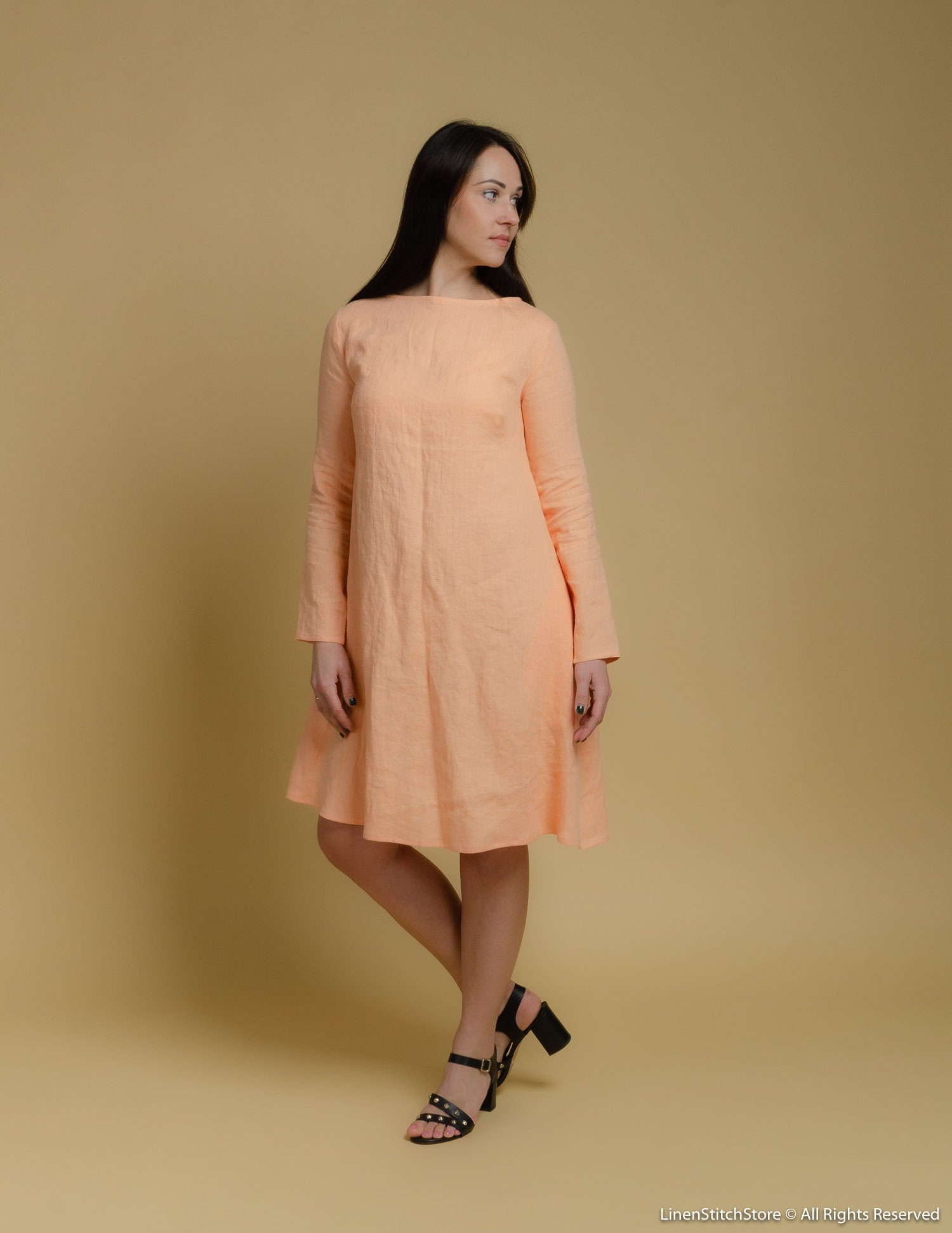 VERONICA Linen dress | Peach