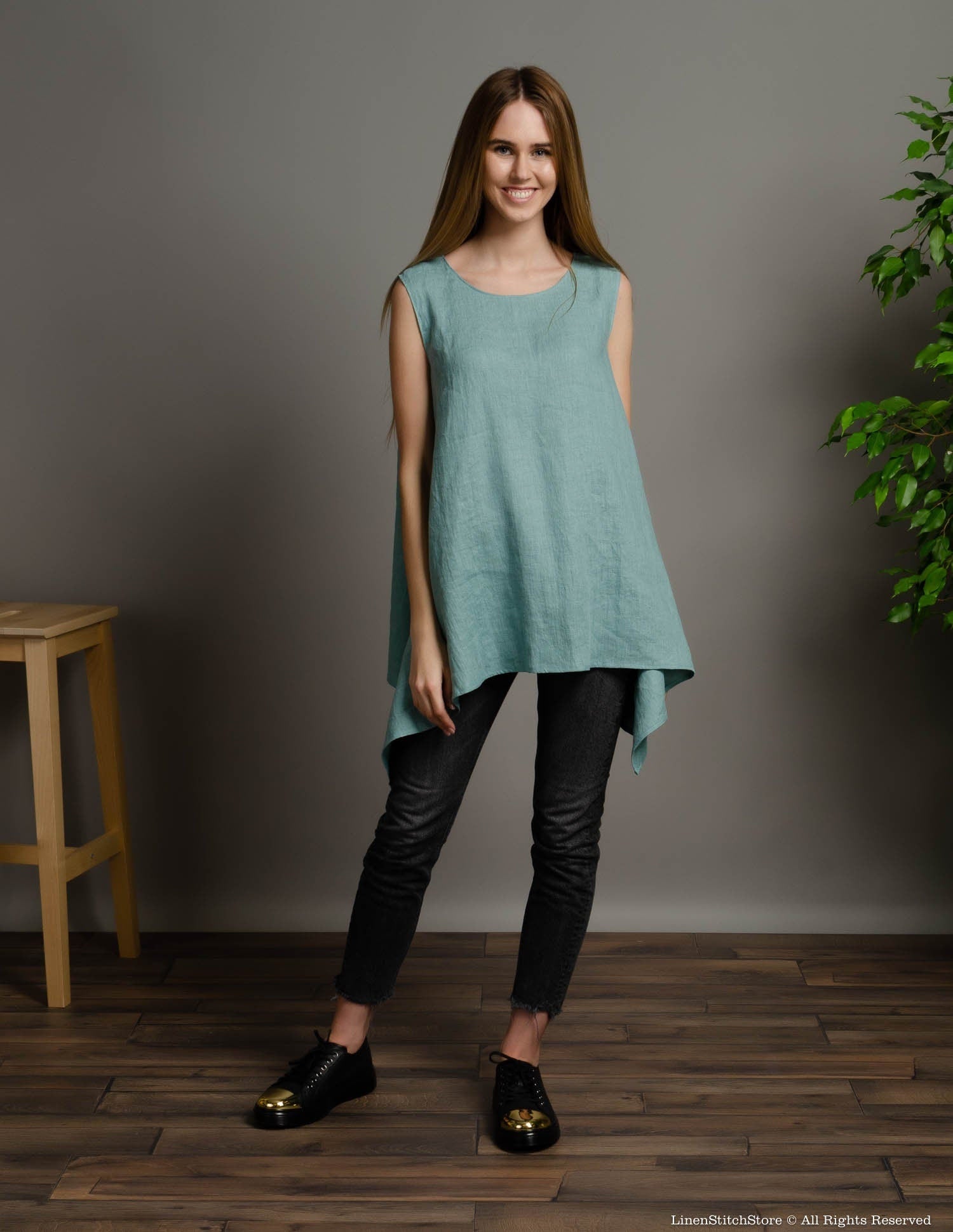 LAURA Linen tunic | Electric blue