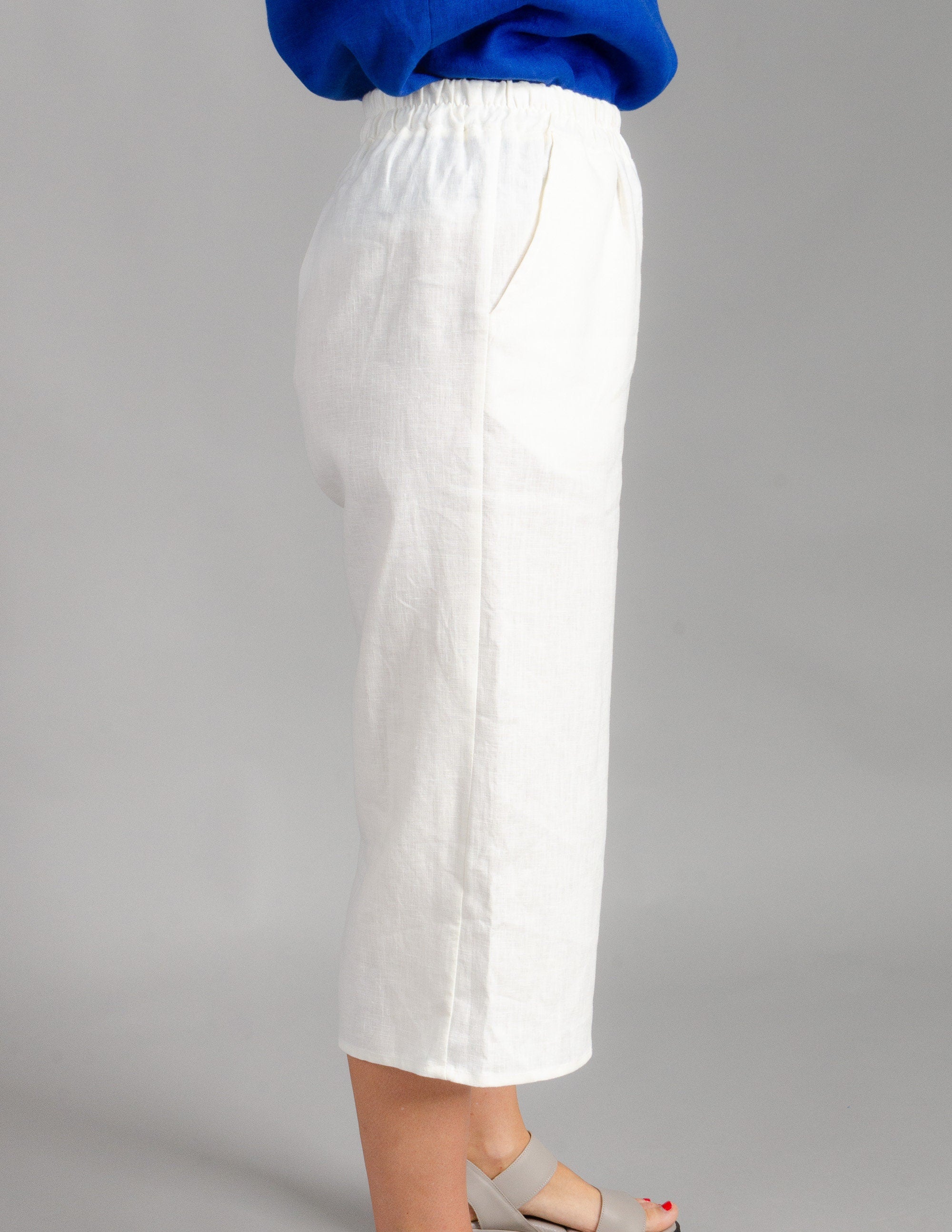 MELANIE Linen capris | Ivory