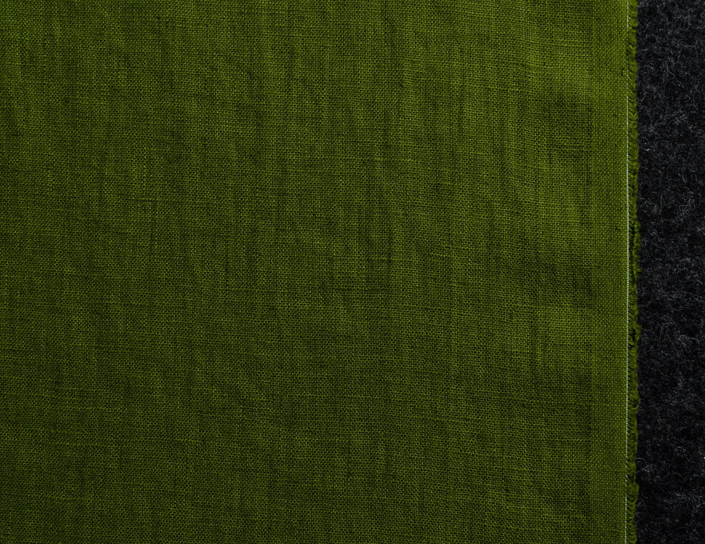 Olive colour medium weight linen fabric
