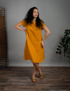 MEGHAN Linen dress | Mustard