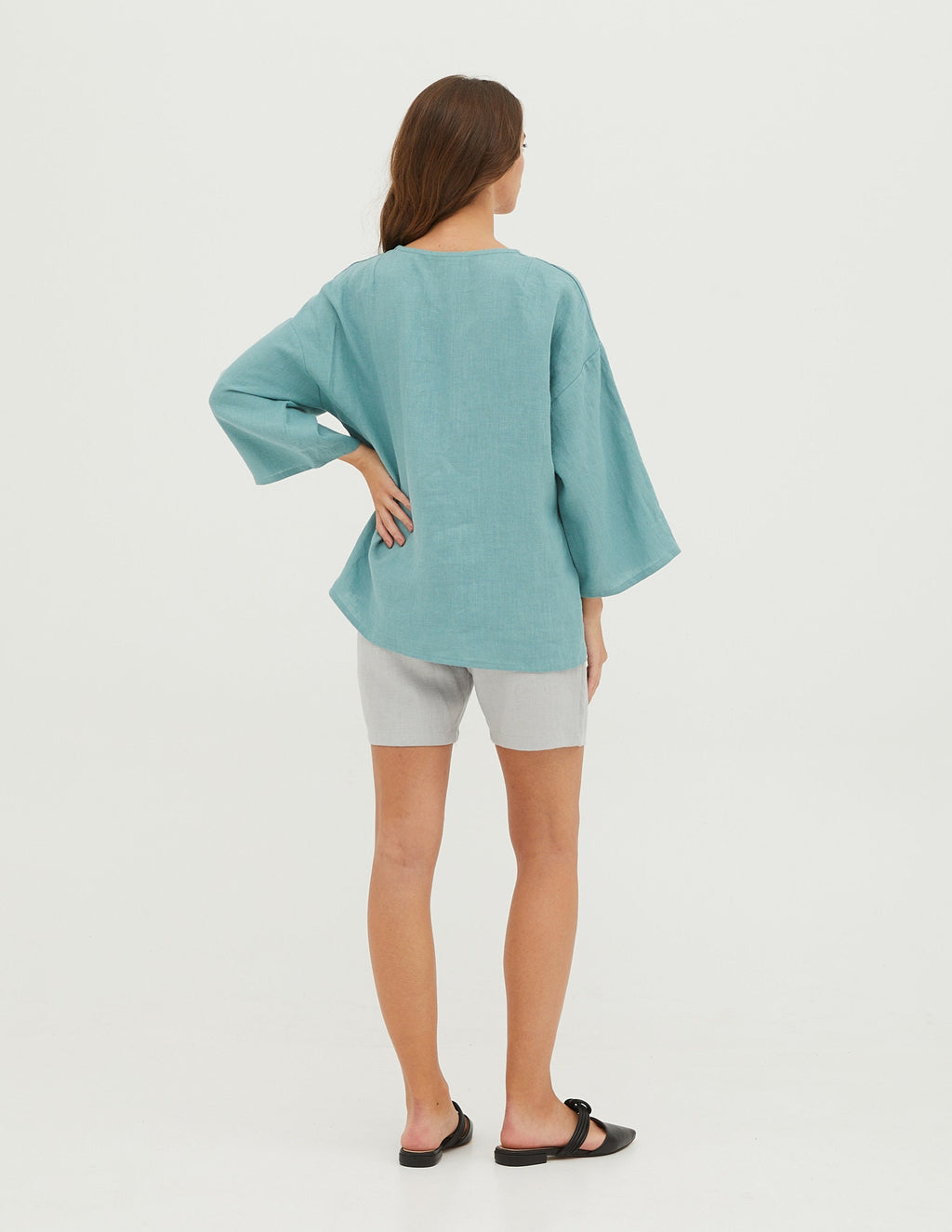 MEGAN Linen blouse  | Electric blue
