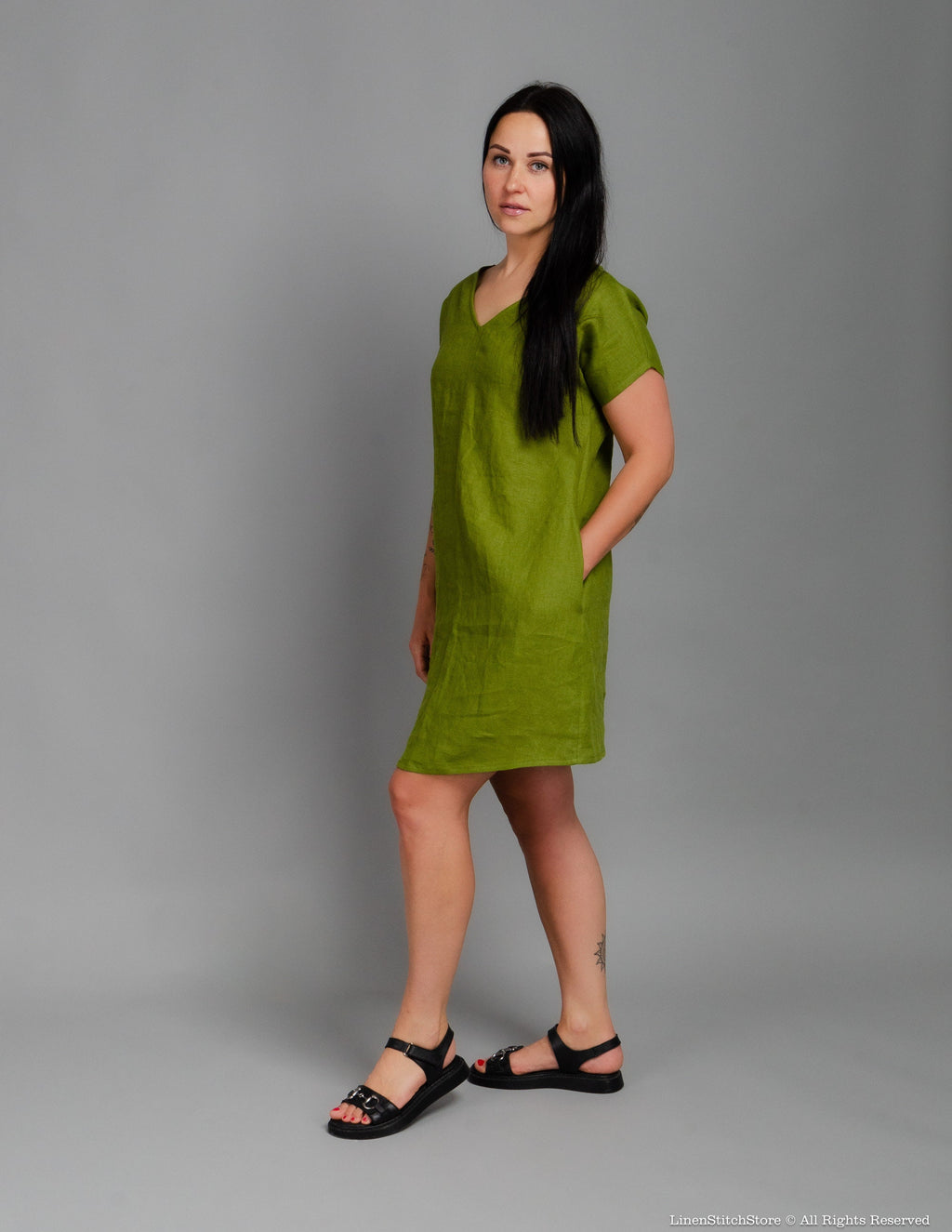 RUBBY Linen dress | Olive