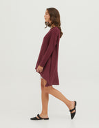 APRIL Asymmetric long sleeve MARSALA colour linen tunic for women, loose linen tunic, long linen tunic, wide linen blouse, loose linen top