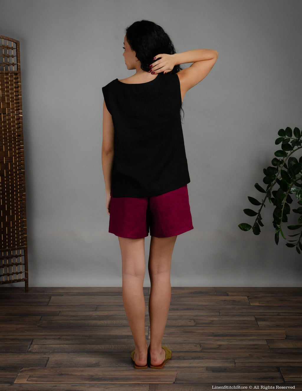 REGINA Linen top | Black