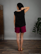 REGINA Linen top | Black