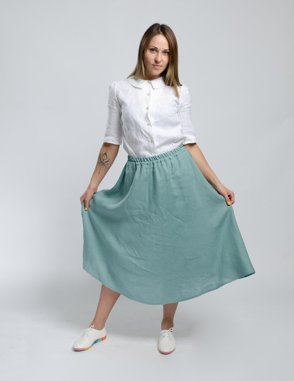 AMANDA lLinen skirt | Electric blue