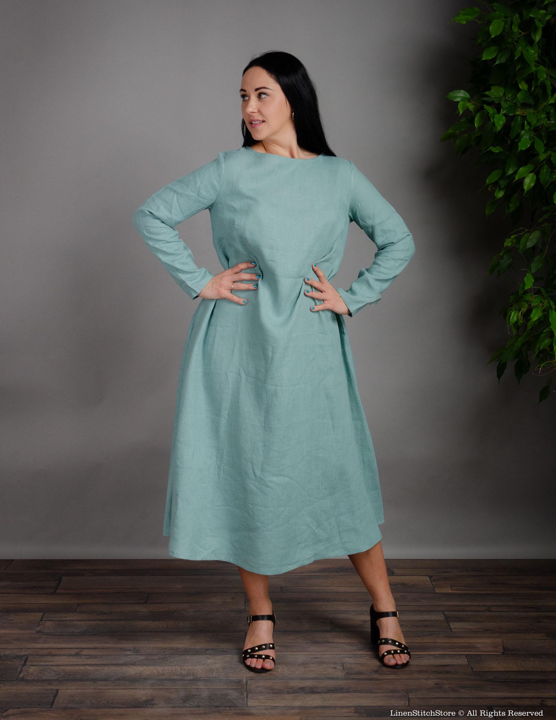 SARAH linen dress | Electric blue