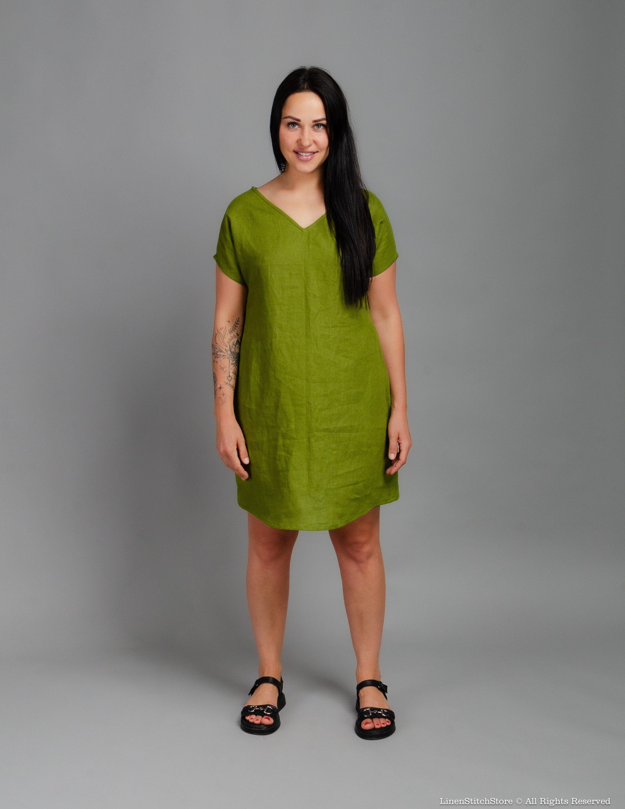 RUBBY Linen dress | Olive