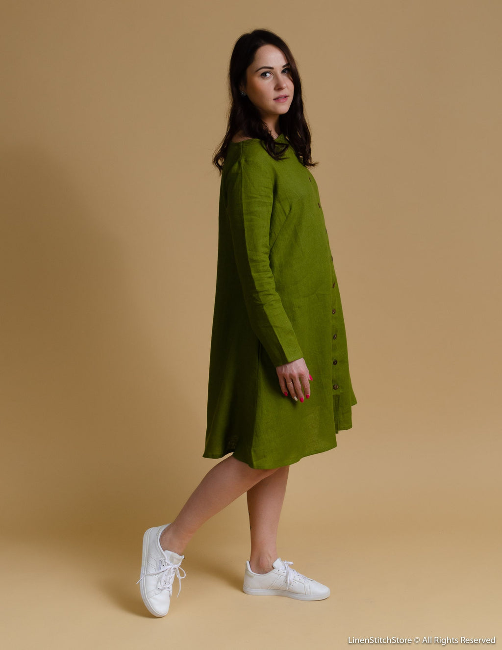 DOMINIKA Linen dress | Olive