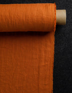 Terracotta colour medium weight linen fabric supply