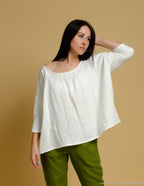 LUCIA oversized linen top | White